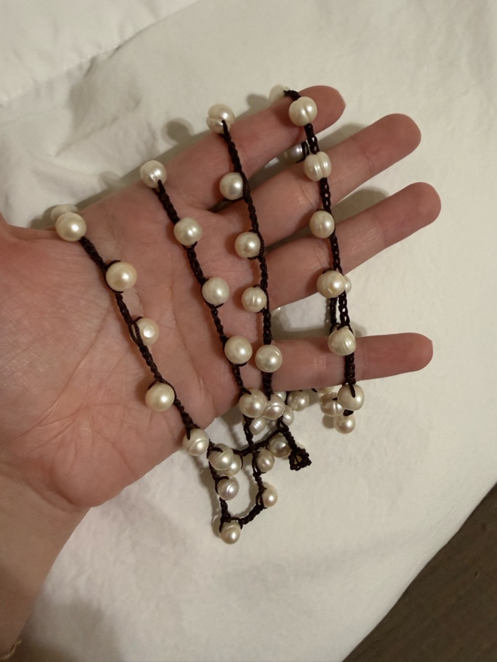 Fresh Water Pearl Necklace on Cord Wrap-Style Necklace